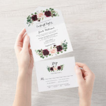 Burgundy Red Blush Pink Floral Eucalyptus Weddensc