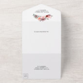 Burgundy Red Blush Pink Floral Geometric Weddensch All In One Uitnodiging (Buitenkant)