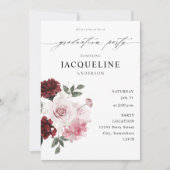 Burgundy Red & Blush Pink Floral Gradual Party Kaart (Voorkant)
