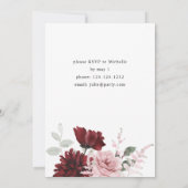 Burgundy Red & Blush Pink Floral Gradual Party Kaart (Achterkant)