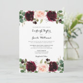 Burgundy Red Blush Pink Floral Photo Weddenschap Kaart (Staand voorkant)
