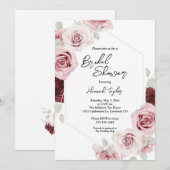Burgundy Red Blush Pink Floral Vrijgezellenfeest Kaart (Voorkant / Achterkant)