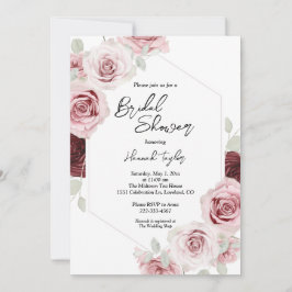 Burgundy Red Blush Pink Floral Vrijgezellenfeest Kaart