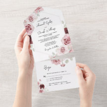 Burgundy Red Blush Pink Floral Weddenschap met RSV
