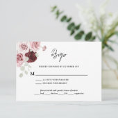 Burgundy Red Blush Pink Floral Wedding RSVP Kaartje (Staand voorkant)