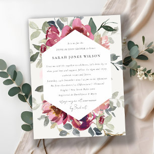 BURGUNDY RED BLUSH ROOS FLORA DRIVE BY BABY SHOWER BRIEFKAART