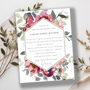 BURGUNDY RED BLUSH ROOS FLORA DRIVE BY BABY SHOWER BRIEFKAART