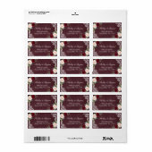 Burgundy Red Blush Waterverf Floral White Lace Etiket (Full Sheet)