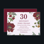 Burgundy Red Boho 30th Birthday Party Invite Kaart<br><div class="desc">Burgundy Red Boho 30th Birthday Party nodigt design uit met dank aan www.createthecut.com</div>