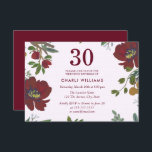 Burgundy Red Boho 30th Birthday Party Invite Kaart<br><div class="desc">Burgundy Red Boho 30th Birthday Party nodigt design uit met dank aan www.createthecut.com</div>