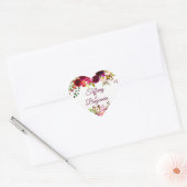 Burgundy Red Boho Floral Engagement Party Weddensc Hart Sticker (Envelop)