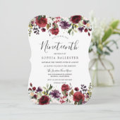 Burgundy Red Botanical 19th Birthday Party Kaart (Staand voorkant)