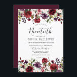 Burgundy Red Botanical 90th Birthday Party Kaart<br><div class="desc">Burgundy Red Botanical 90th Birthday Party Invitation Bekijk het collectie in Niche en Nest Store</div>