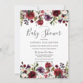 Burgundy Red Botanical Baby shower Kaart (Voorkant)