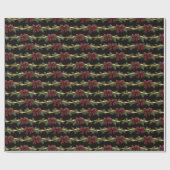 Burgundy Red Bows Gold Ribbons Christmas Cadeaupapier (Vlak)