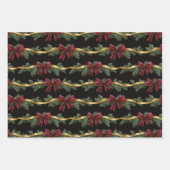 Burgundy Red Bows Gold Ribbons Christmas Inpakpapier Vel (Voorkant)