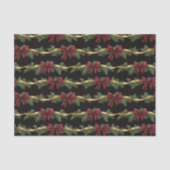 Burgundy Red Bows Gold Ribbons Christmas Tissuepapier (Voorkant)