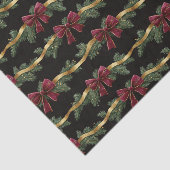 Burgundy Red Bows Gold Ribbons Christmas Tissuepapier (Detail)