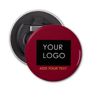 Burgundy Red  Business Voeg je Logo toe Button Flesopener