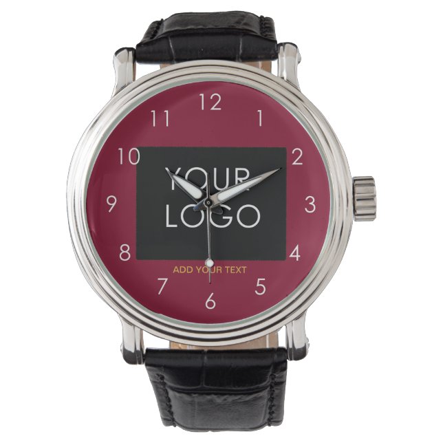 Burgundy Red  Business Voeg je Logo toe Horloge (Voorkant)