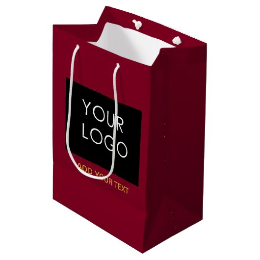 Burgundy Red  Business Voeg je Logo toe Medium Cadeauzakje (Voorkant Gekanteld)