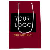 Burgundy Red  Business Voeg je Logo toe Medium Cadeauzakje (Achterkant)