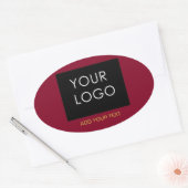 Burgundy Red  Business Voeg je Logo toe Ovale Sticker (Envelop)