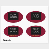 Burgundy Red  Business Voeg je Logo toe Ovale Sticker (Vel)