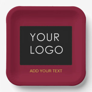 Burgundy Red Business Voeg je Logo toe Papieren Bordje