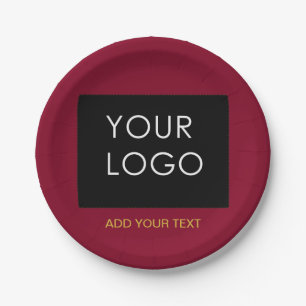 Burgundy Red Business Voeg je Logo toe Papieren Bordje