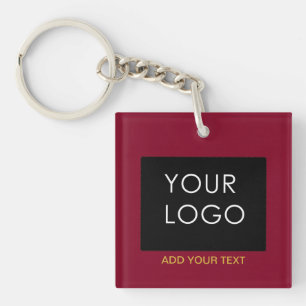 Burgundy Red  Business Voeg je Logo toe Sleutelhanger