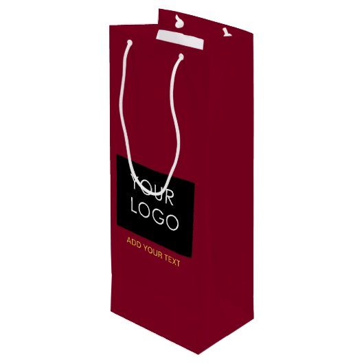 Burgundy Red  Business Voeg je Logo toe Wijn Cadeautas (Achterkant Gekanteld)
