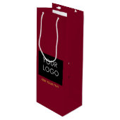 Burgundy Red  Business Voeg je Logo toe Wijn Cadeautas (Voorkant Gekanteld)