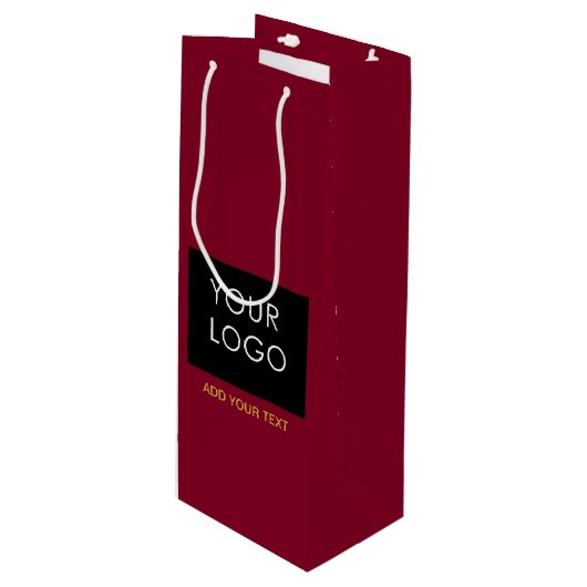 Burgundy Red Business Voeg je Logo toe Wijn Cadeautas (Voorkant Gekanteld)