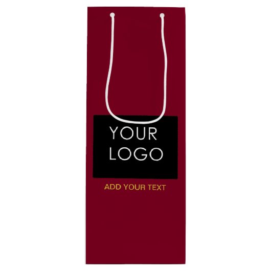 Burgundy Red  Business Voeg je Logo toe Wijn Cadeautas (Voorkant)