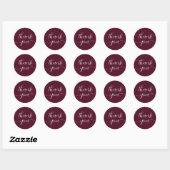 Burgundy Red Calligraphy Elegant Dank je Ronde Sticker (Vel)