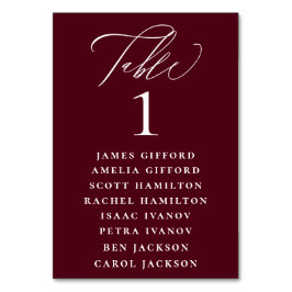 Burgundy Red Calligraphy Seating Chart Kaart