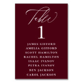 Burgundy Red Calligraphy Seating Chart Kaart (Voorkant)