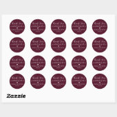 Burgundy Red Calligraphy Weddenschap Hartelijk dan Ronde Sticker (Vel)