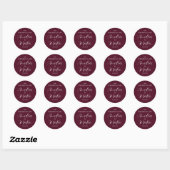 Burgundy Red Calligraphy Wedding Envelope Seal Ronde Sticker (Vel)