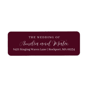 Burgundy Red Calligraphy Wedding Return Address La Etiket