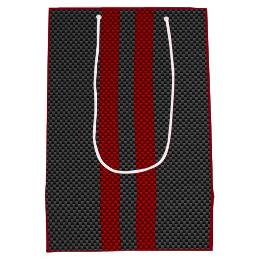 Burgundy Red Carbon Style Racestandaards Decor Medium Cadeauzakje (Achterkant)