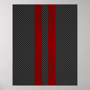 Burgundy Red Carbon Style Stripes Decor Poster