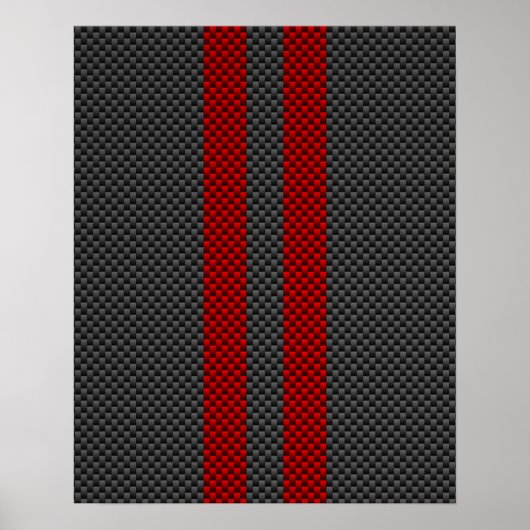 Burgundy Red Carbon Style Stripes Decor Poster (Voorkant)