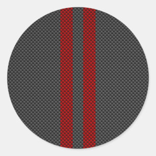 Burgundy Red Carbon Style Stripes Decor Ronde Sticker