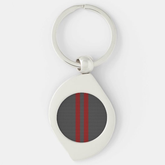 Burgundy Red Carbon Style Stripes Sleutelhanger (Voorkant)
