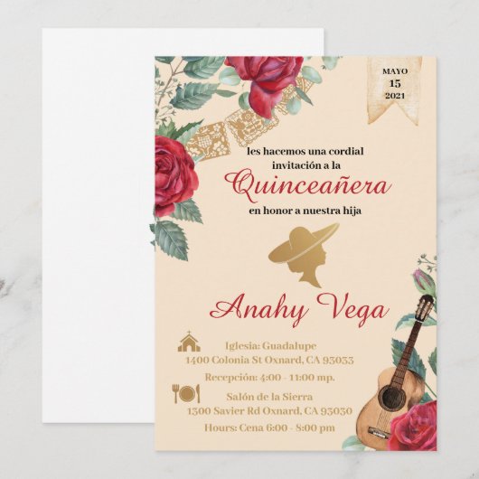 Burgundy Red Charra Uitnodiging, Rustic Charro, RE Kaart (Voorkant / Achterkant)