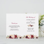 Burgundy Red Chic Floral vouded Wedding Programme (Staand voorkant)