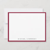 Burgundy Red Classic Border Correspondent Notitiekaartje (Voorkant)