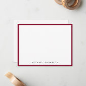 Burgundy Red Classic Border Correspondent Notitiekaartje (Voorkant / Achterkant in situ)